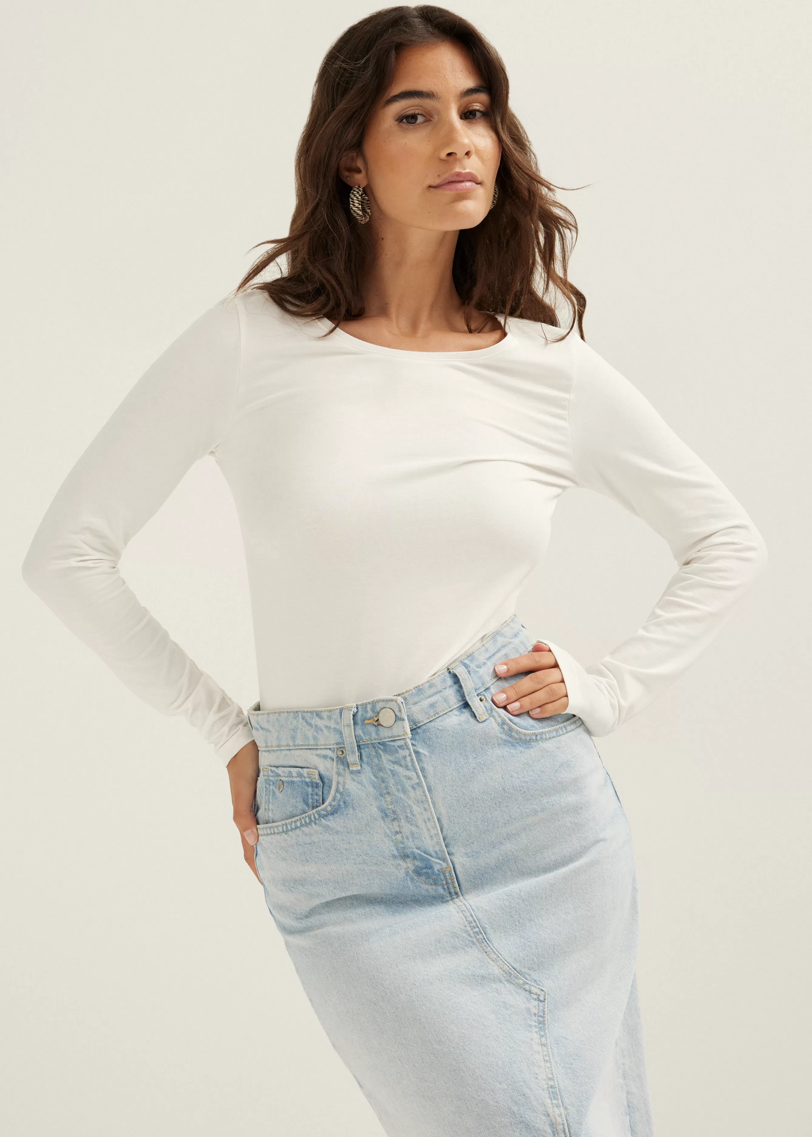 Basic top met lange mouwen<Cotton Club Fashion