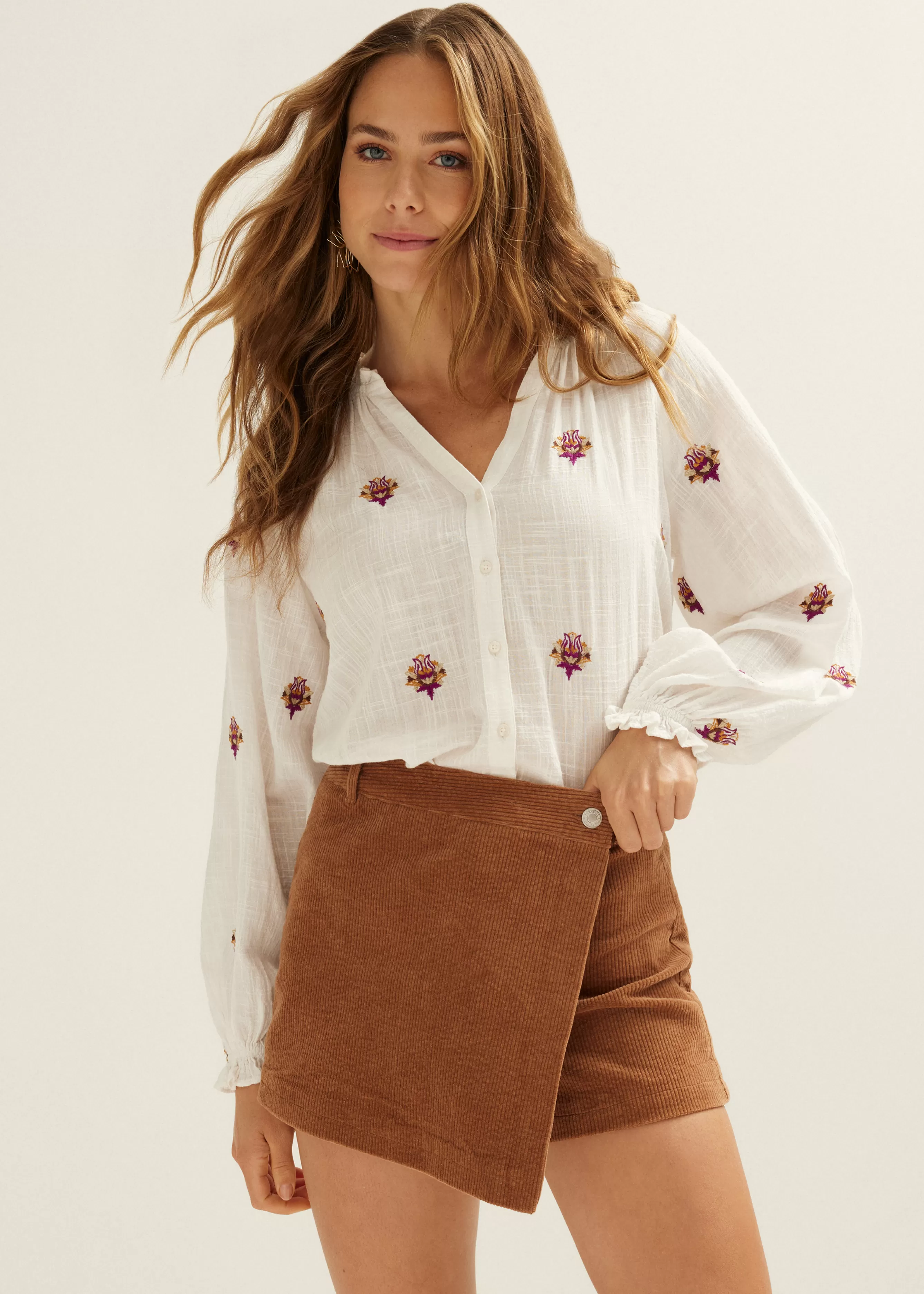 Blouse geborduurde bloemen<Cotton Club Cheap