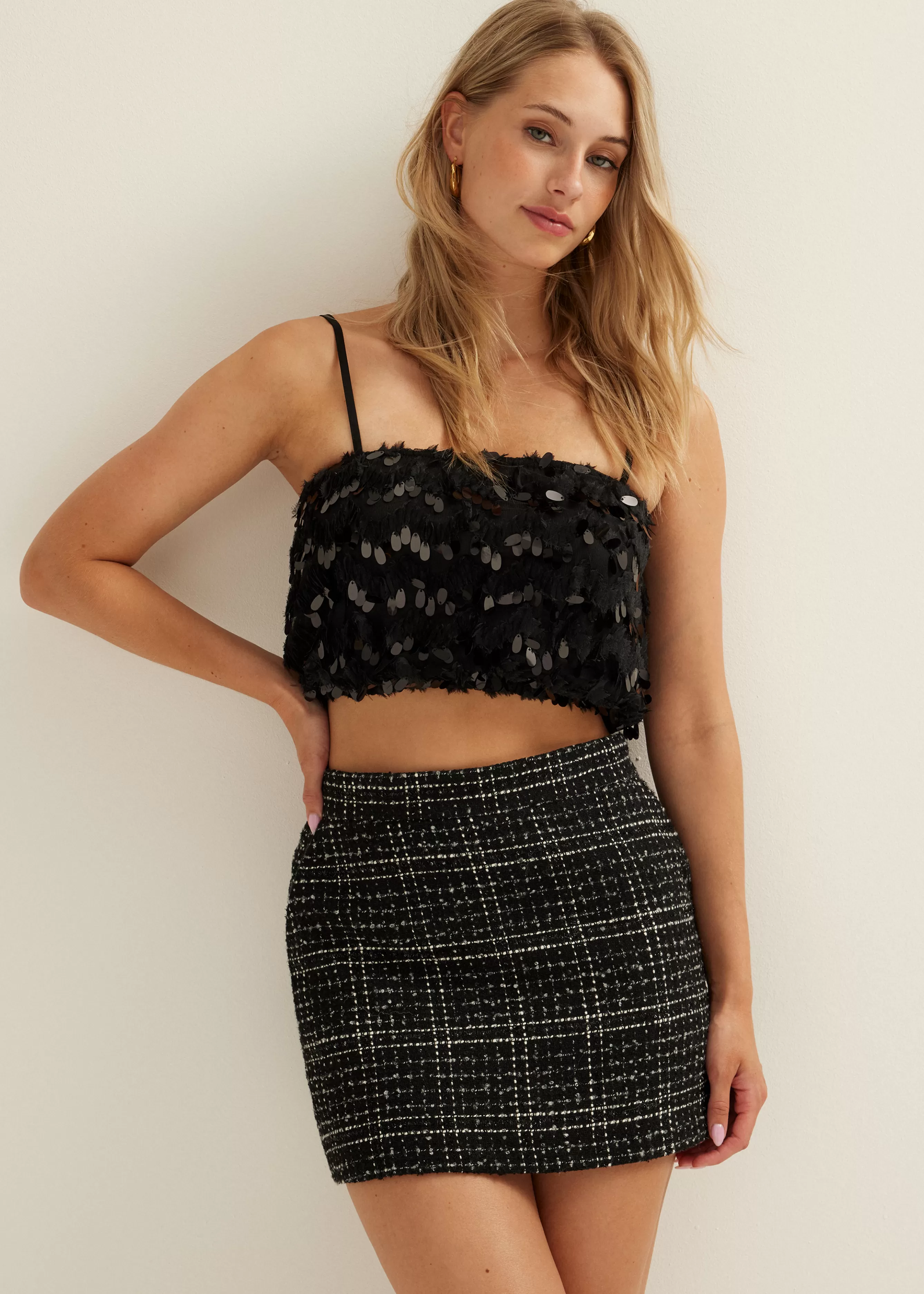 Crop top met pailletten<Cotton Club Best