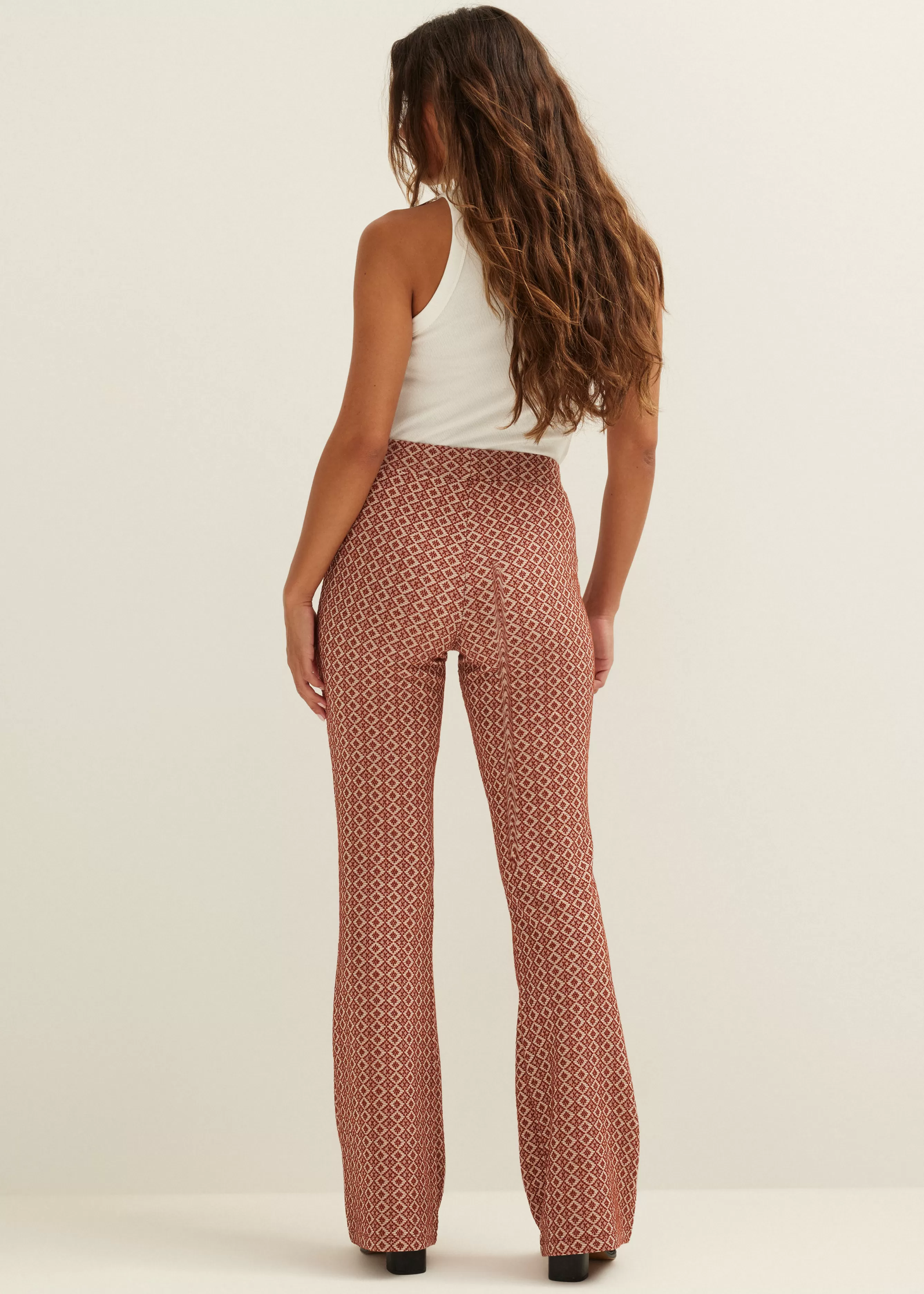 Flare broek met print<Cotton Club New