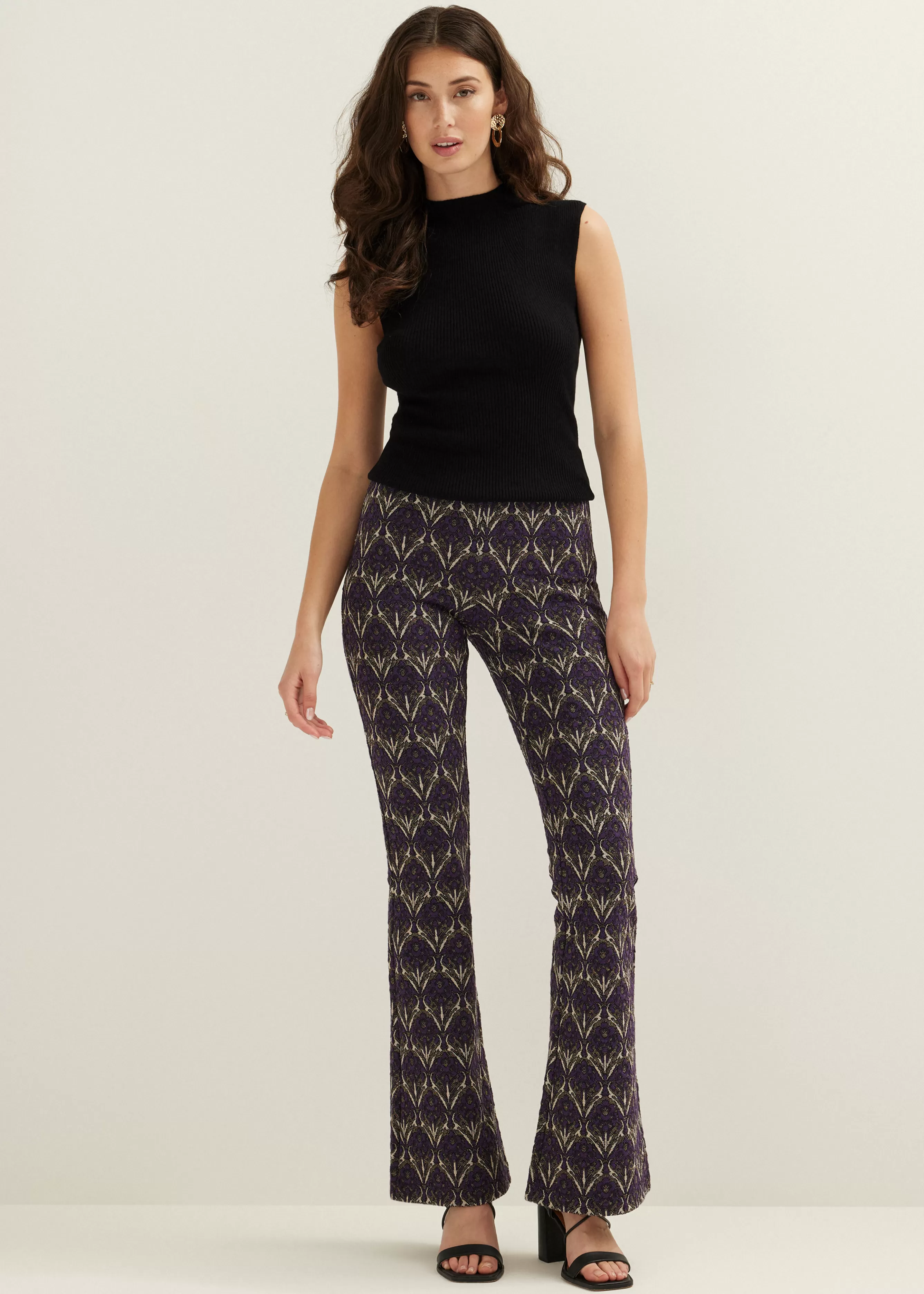 Flared broek jacquard patroon<Cotton Club Flash Sale