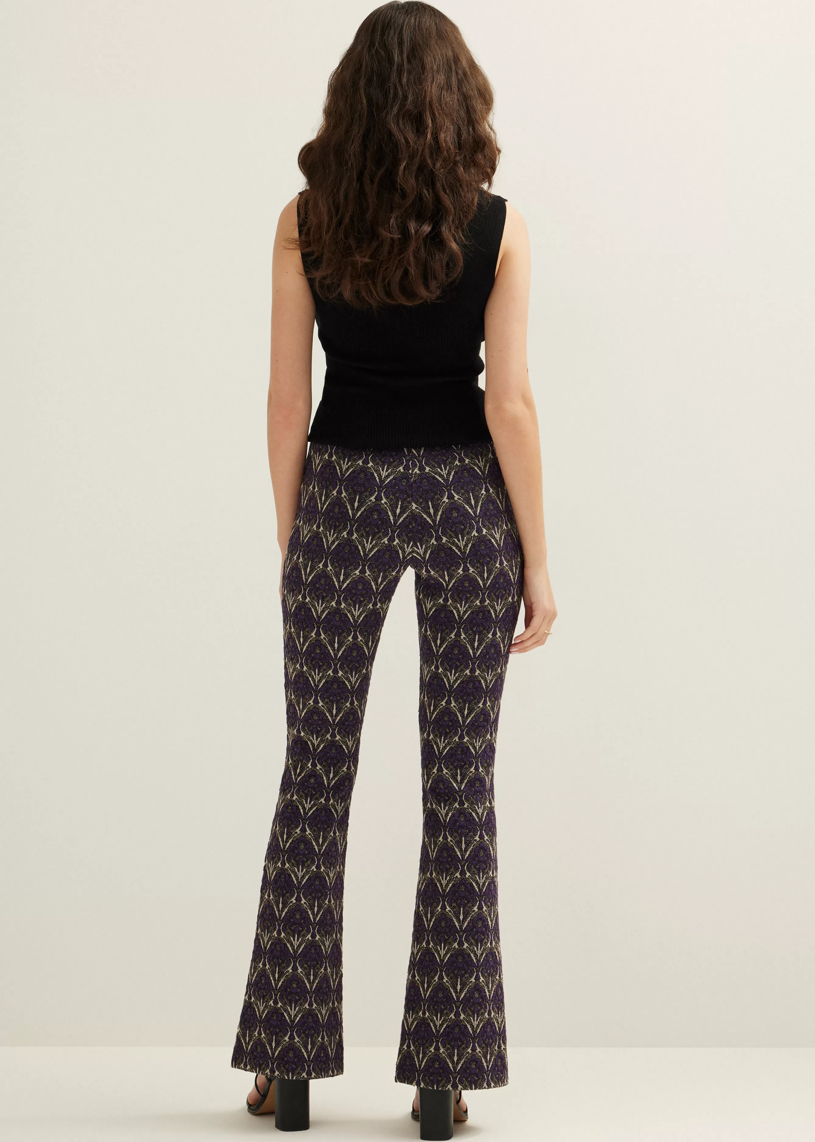 Flared broek jacquard patroon<Cotton Club Flash Sale