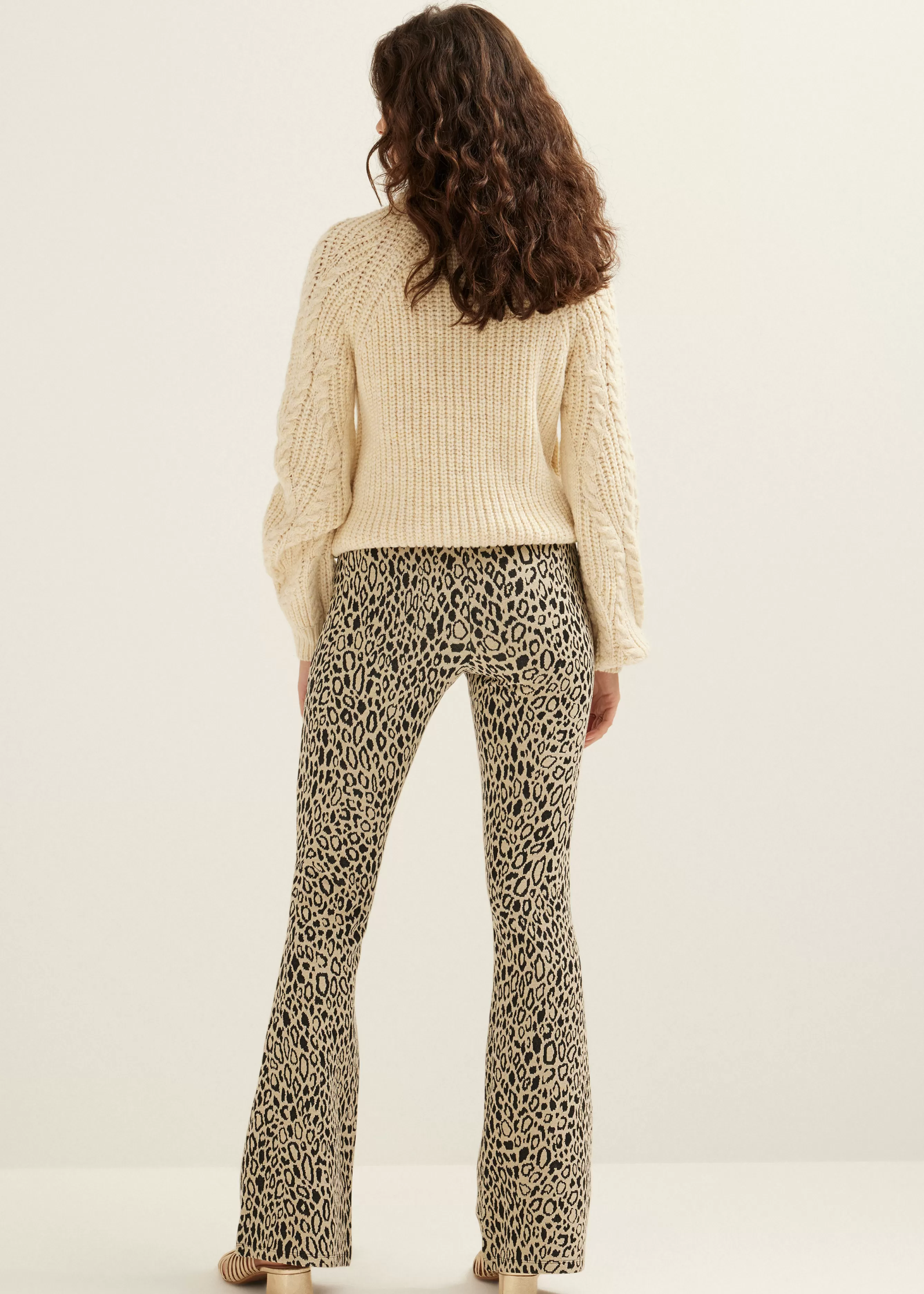 Flared broek leopard<Cotton Club Clearance