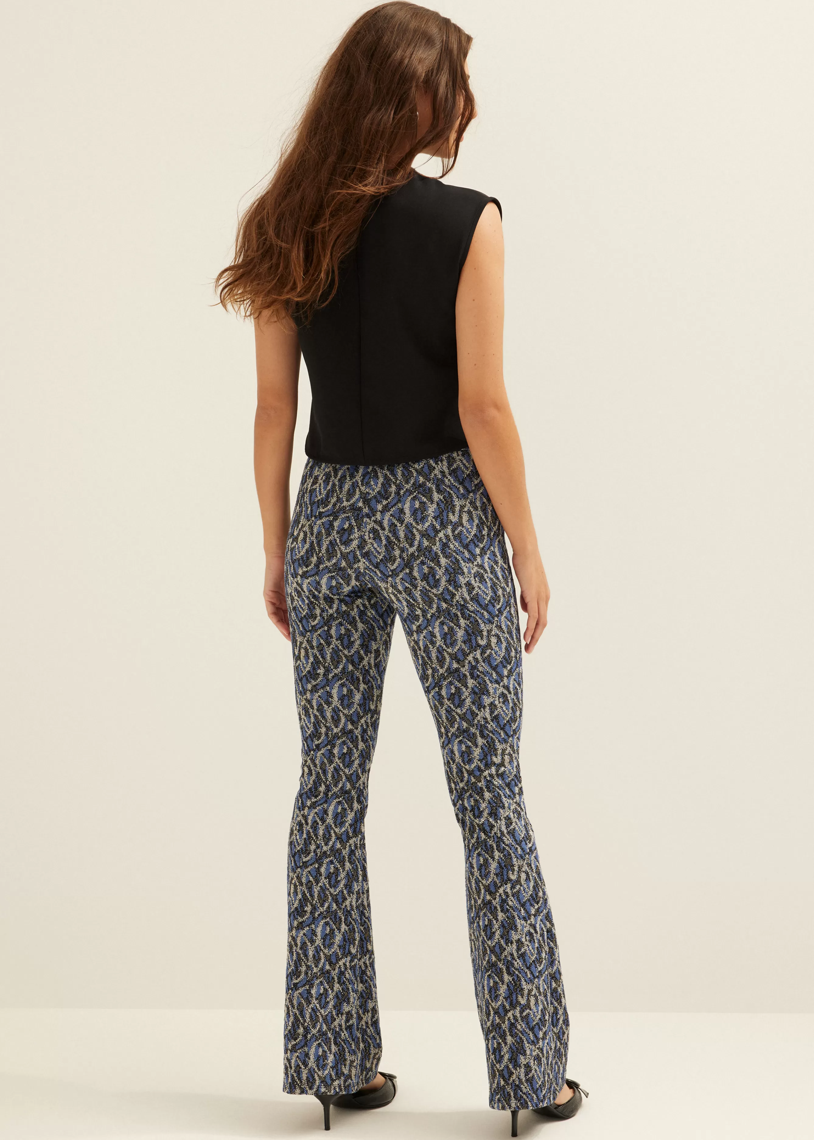 Flared broek met all-over print<Cotton Club Flash Sale