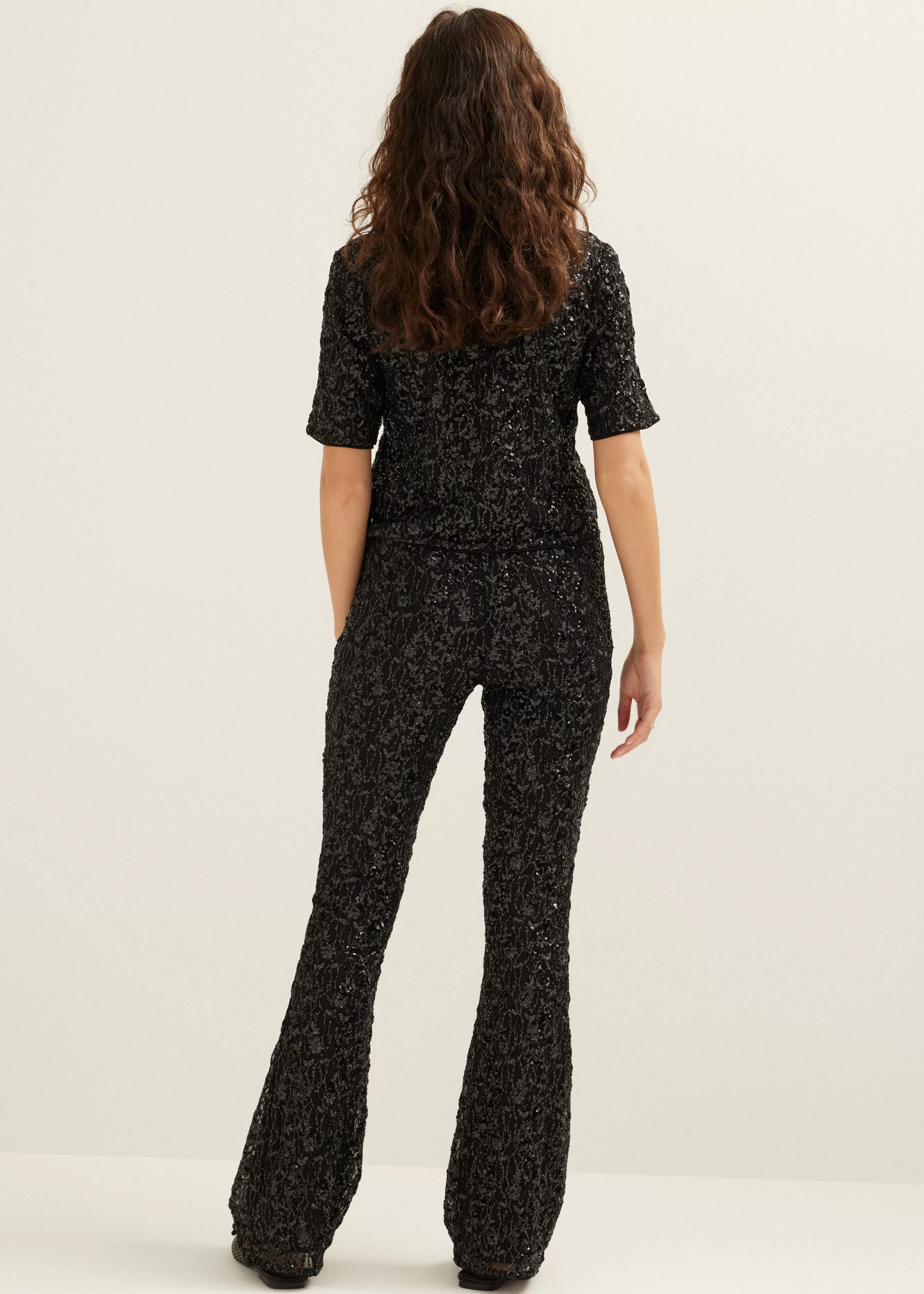 Flared broek met pailletten<Cotton Club Best Sale