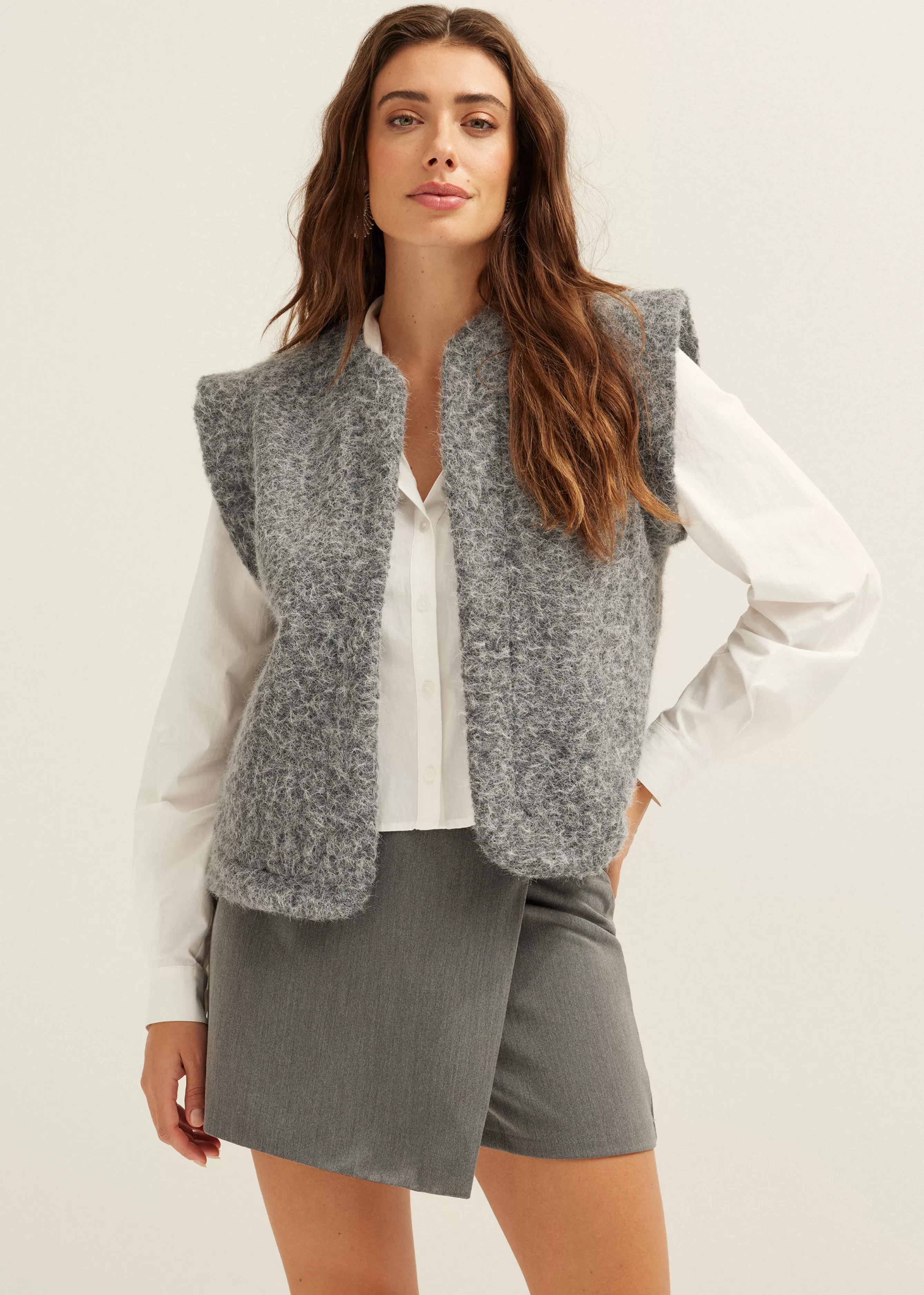 Gilet met wollen look<Cotton Club Fashion