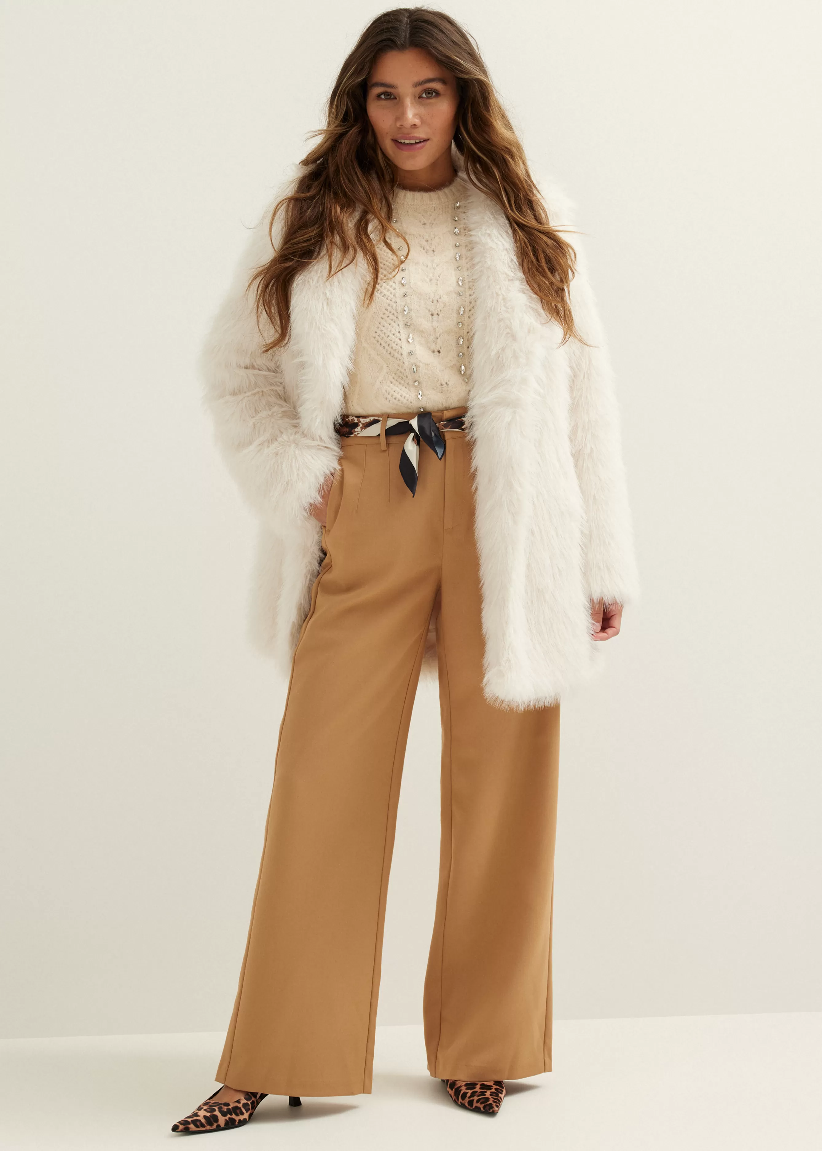 Lange faux fur jas<Cotton Club Best