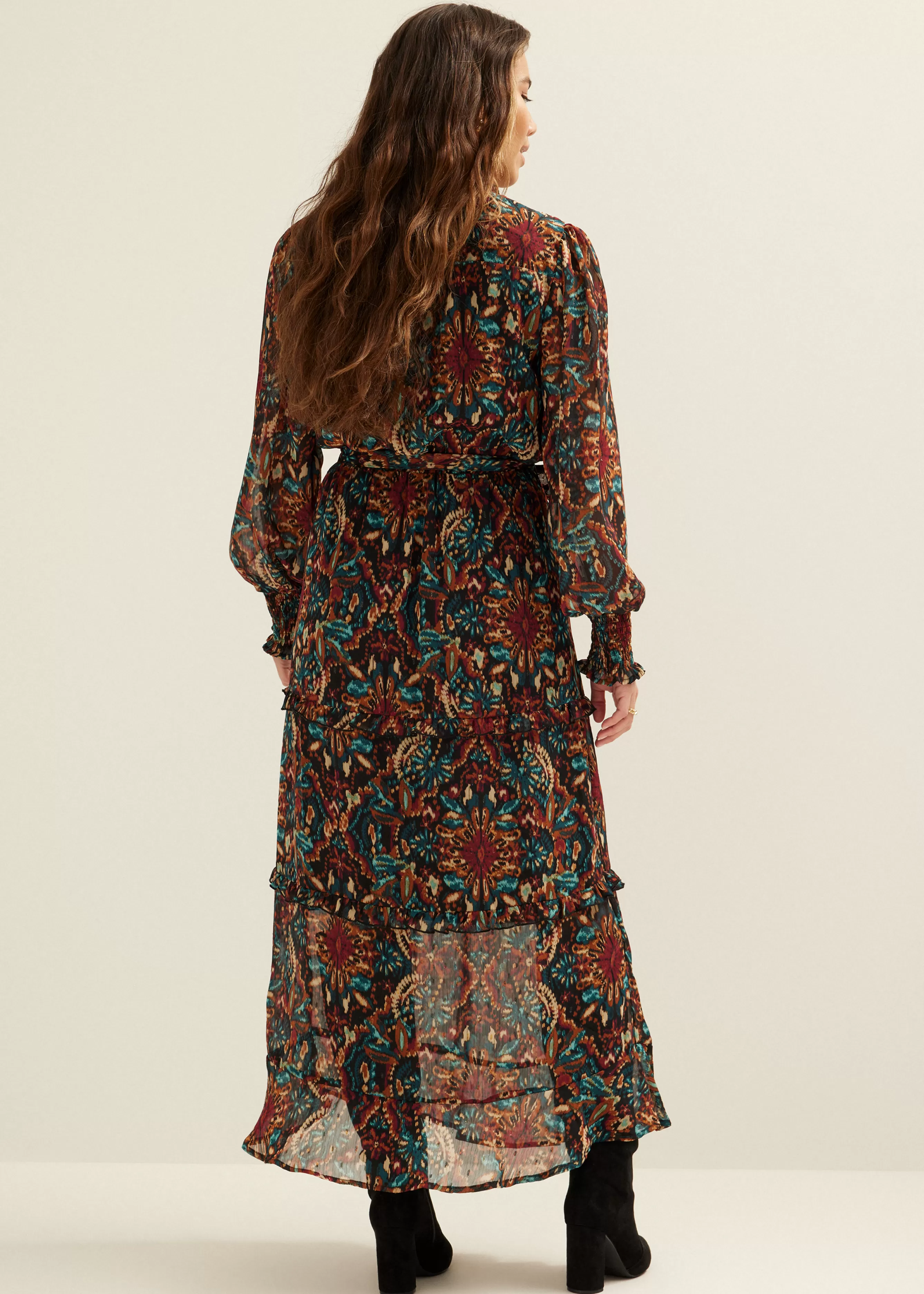 Maxi jurk met all-over print<Cotton Club Outlet