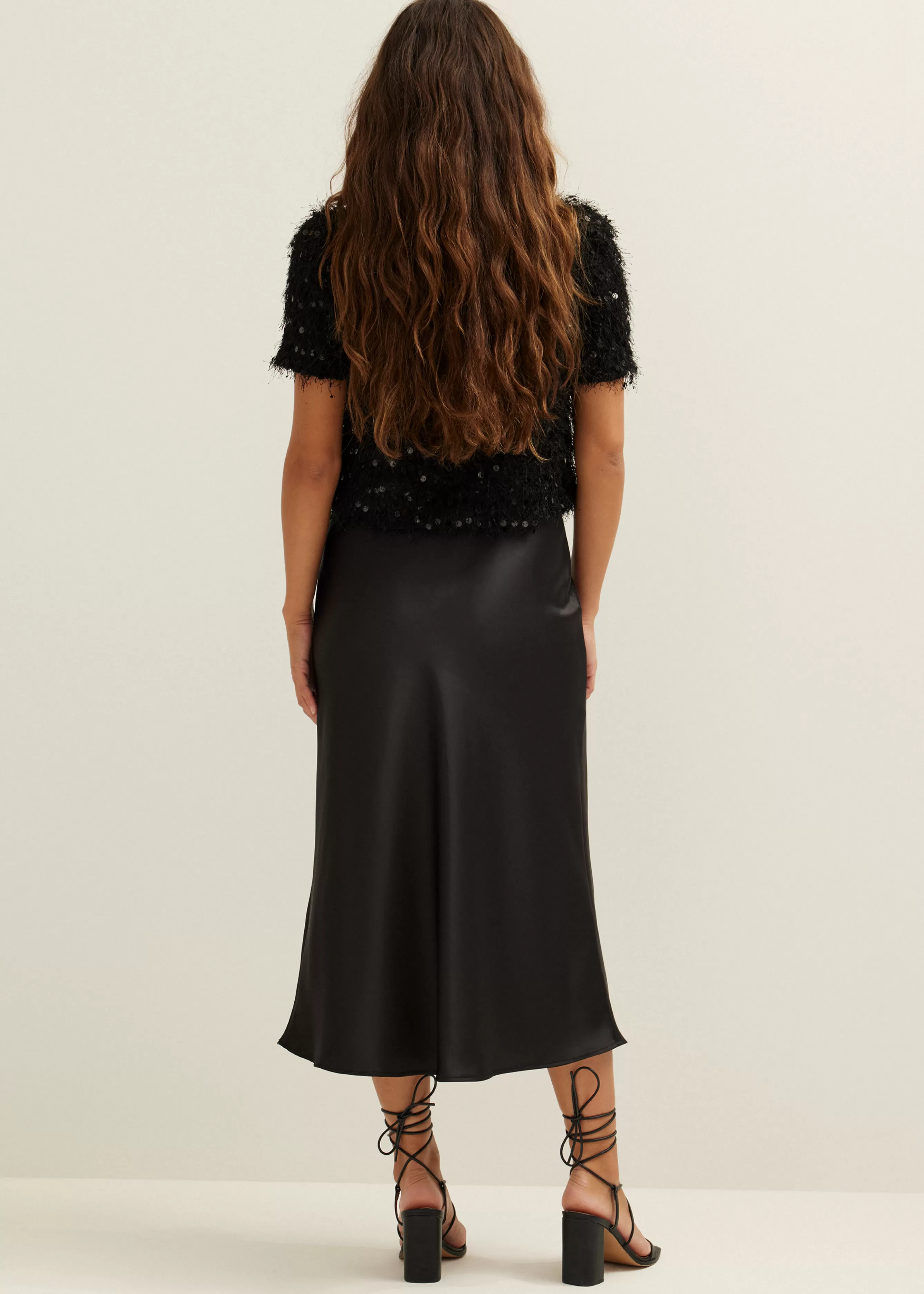 Midi rok satijn look<Cotton Club Sale