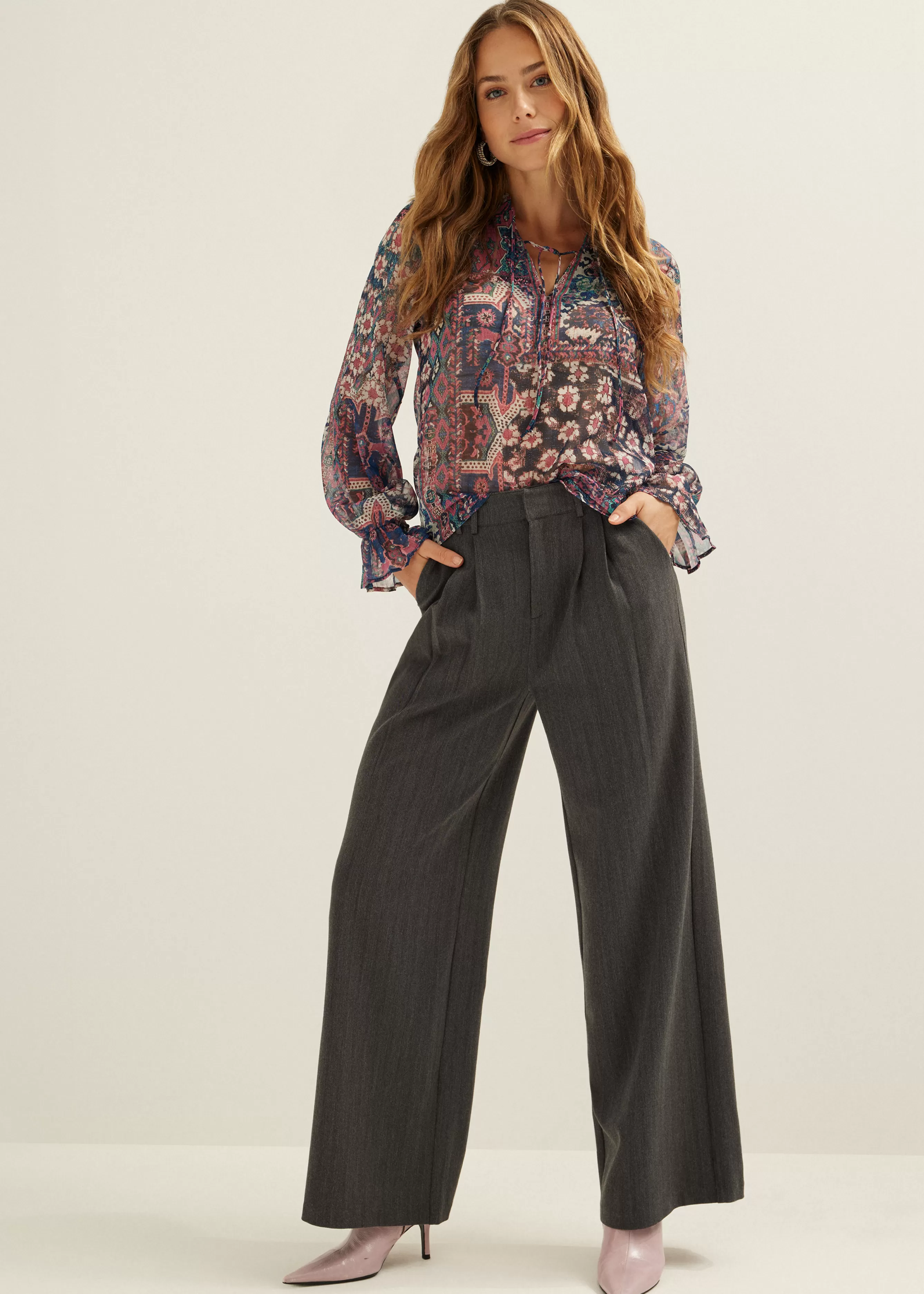 Pantalon met wide leg<Cotton Club Hot