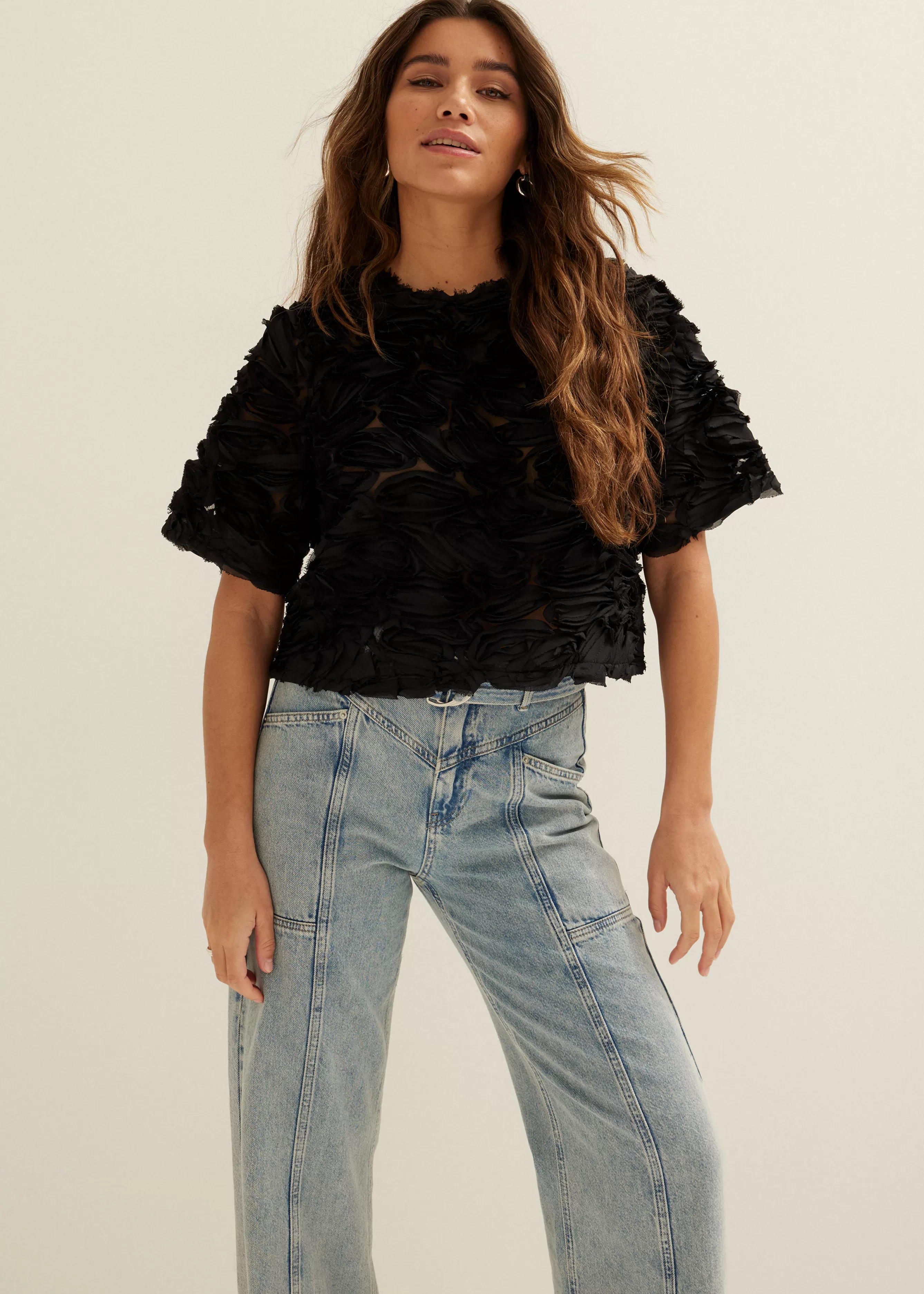 Top met chiffon details<Cotton Club Fashion