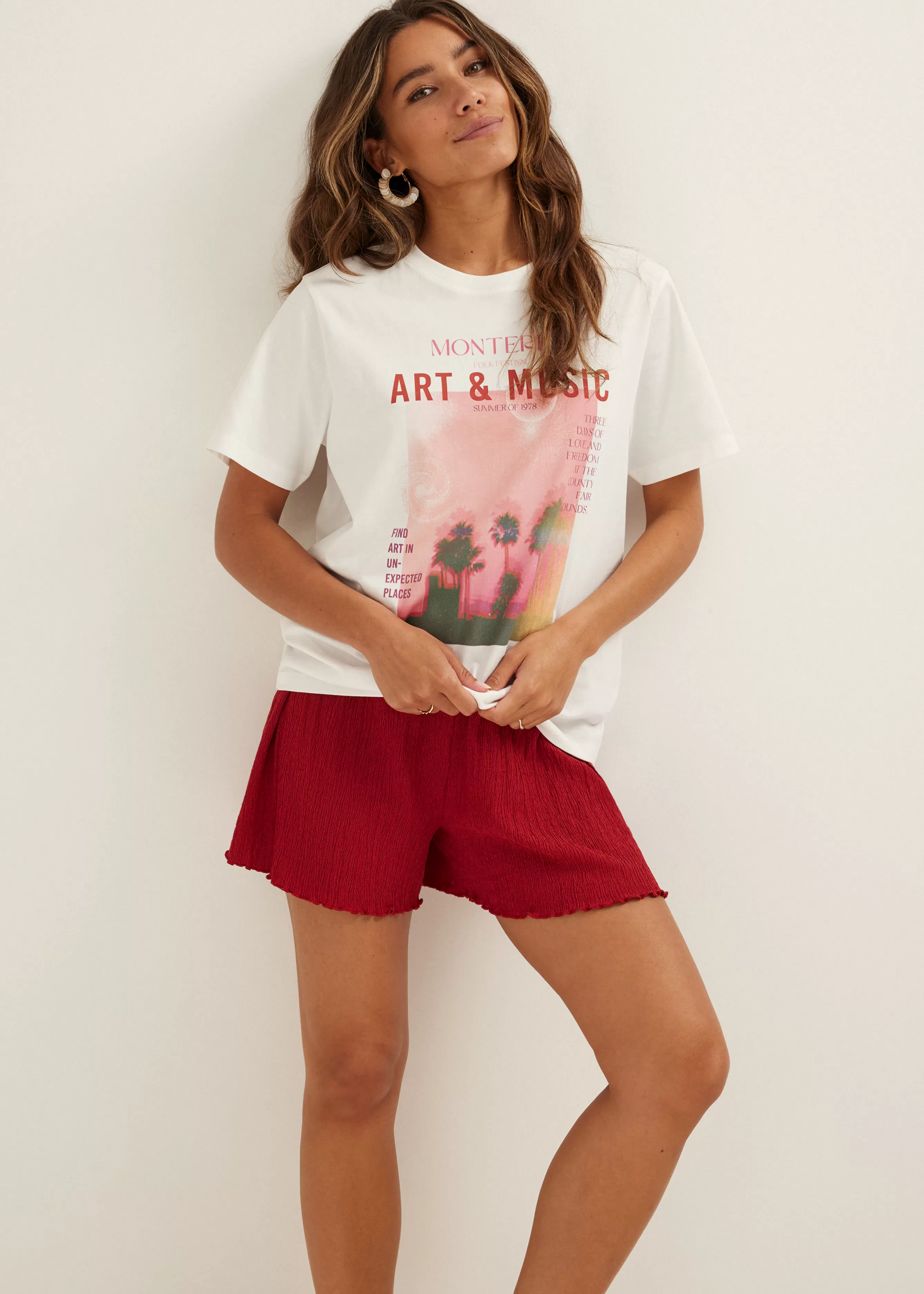 T-shirt met fotoprint montery<Cotton Club Sale