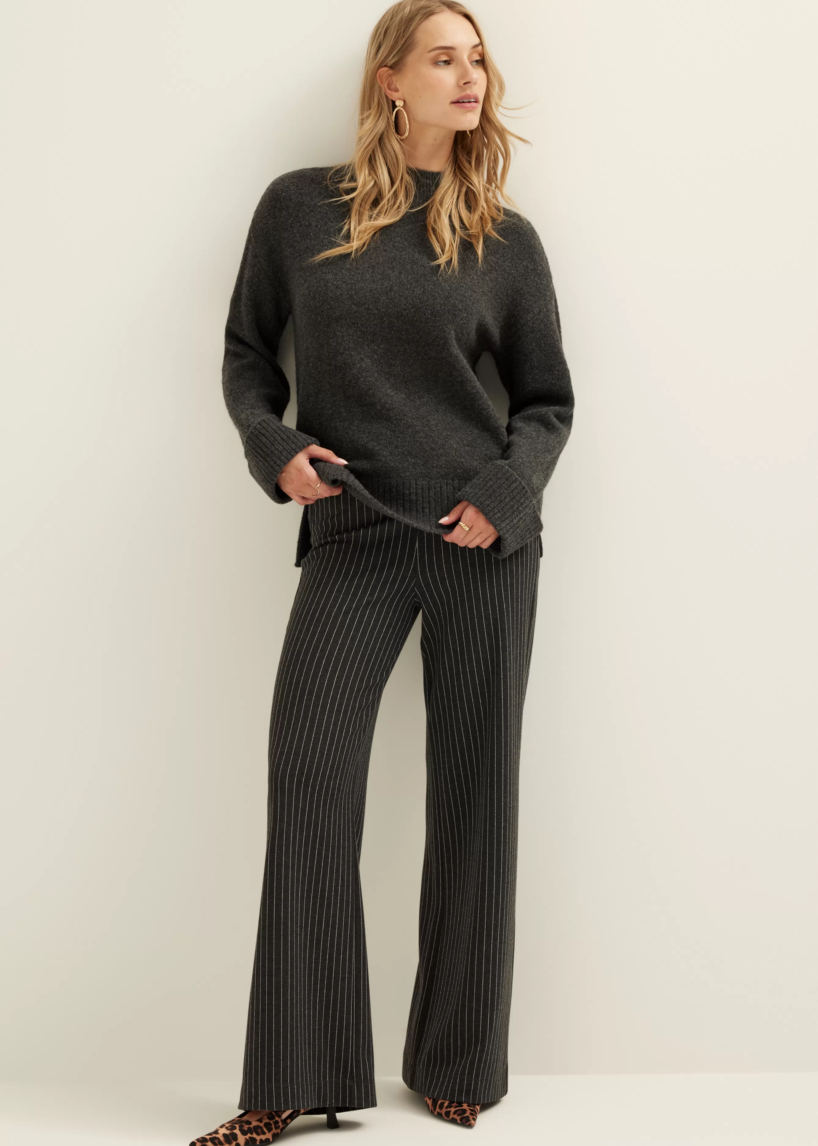 Wijde broek met krijtstreep<Cotton Club Outlet