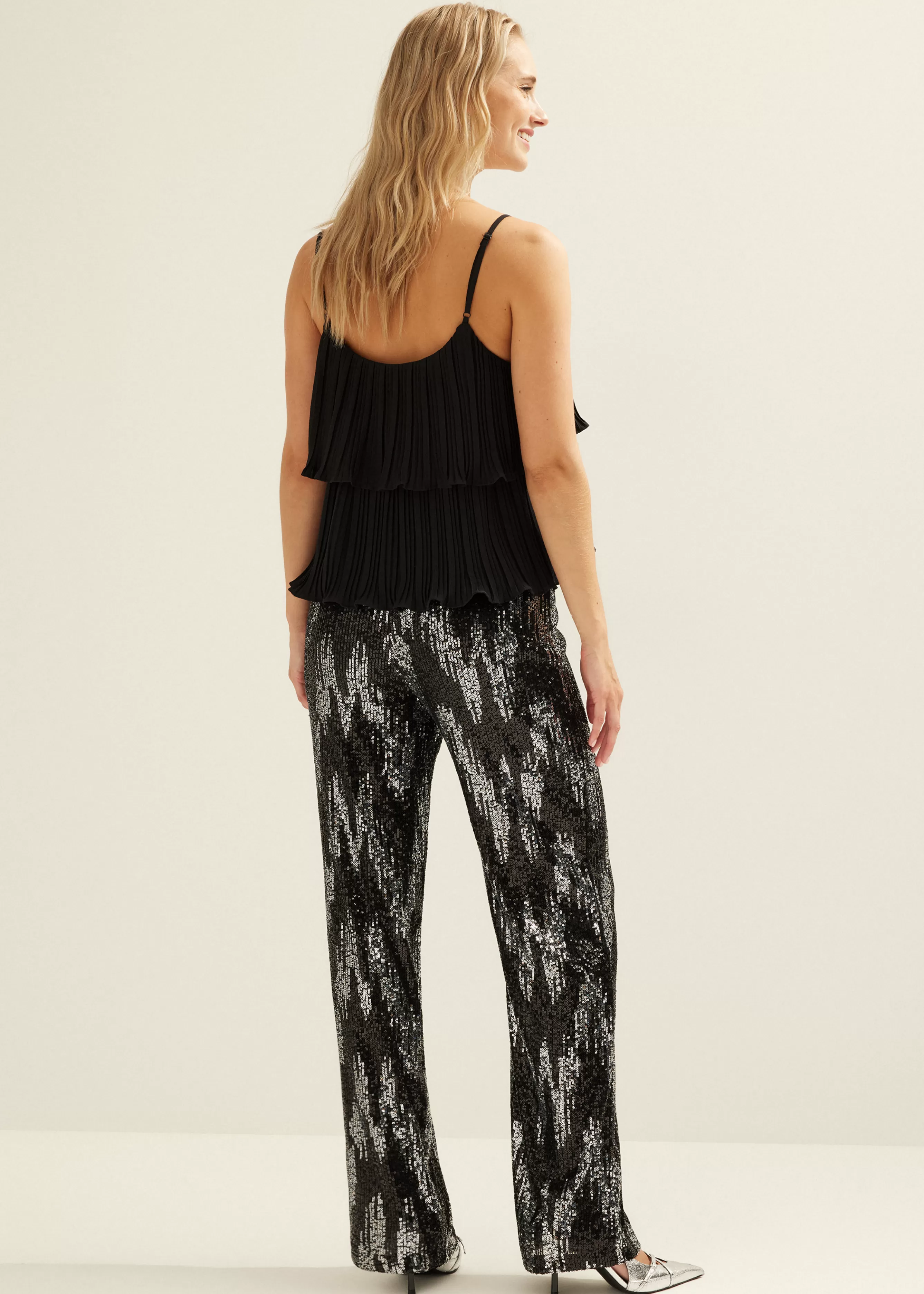 Wijde broek met pailletten<Cotton Club Flash Sale