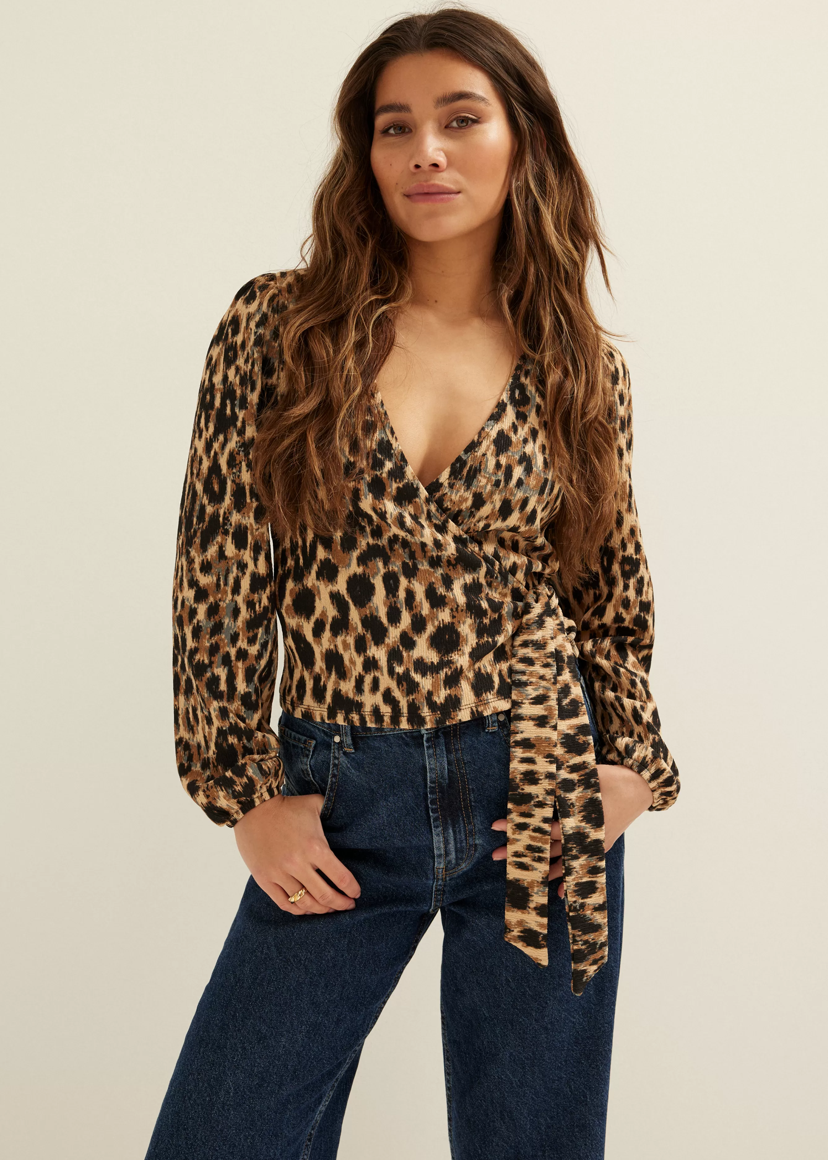 Wikkeltop met all-over print<Cotton Club Cheap